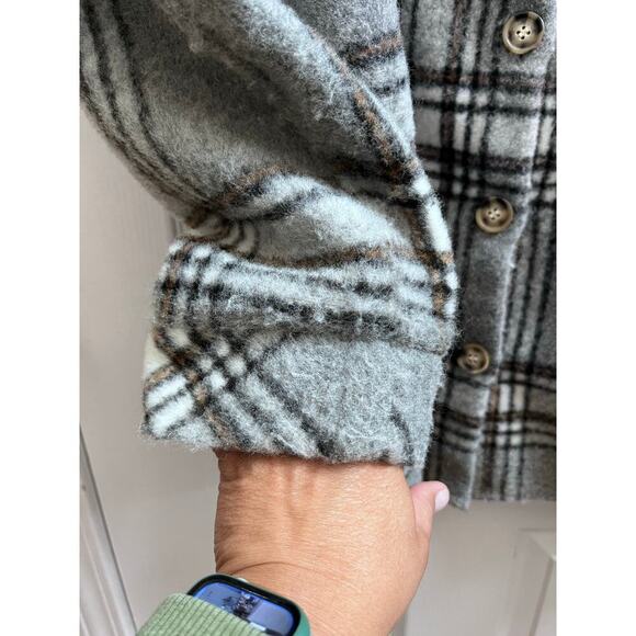 Missguided Gray Plaid Pocket Button Shacket Jacket Size 12/0XL - Picture 5 of 10